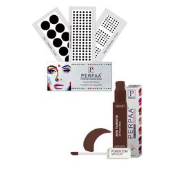 PERPAA Power Stay Non Transfer Lipstick-16 & Set of 3 Premium Black Bindis- Size 7.5,01,10-10