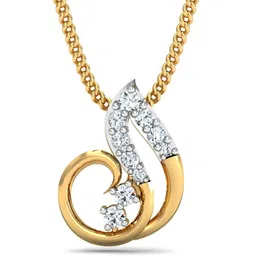 KUBERBOX 18KT Gold Diamond-Studded Emma Dainty Gold Pendant- 0.43gm-image-48