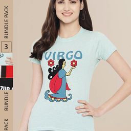 Fabflee Women Black & Red Pack of 3 Graphic Printed Cotton T-shirt-image-79