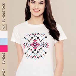Fabflee Women Pack of 3 Cotton Printed T-shirt-picture-15