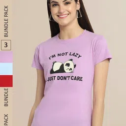 Fabflee Women Lavender & Blue Pack of 3 T-shirt-image-110