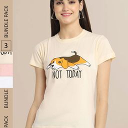 Fabflee Pack Of 3 Women Typography Printed Cotton T-shirt-picture-13