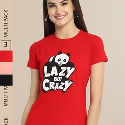 Fabflee Pack of 3 Typography Printed Round Neck Cotton T-shirt-image-46