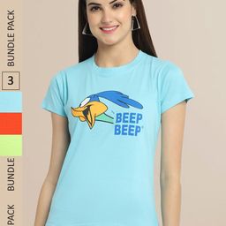 Fabflee Pack Of 3 Women Typography Printed Cotton T-shirt-image-64
