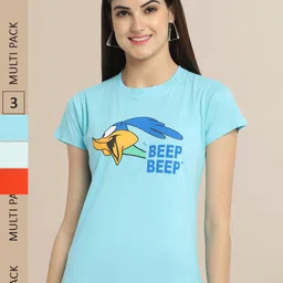 Fabflee Women Pack Of 3 Cotton Printed Graphic  T-shirt-image-28
