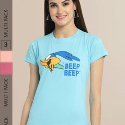 Fabflee Women Pack Of 3 Printed Cotton T-shirt-image-105