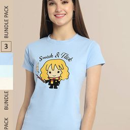 Fabflee Pack Of 3 Women Typography Printed Cotton T-shirt-image-66