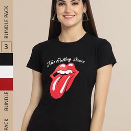 Fabflee Women Pack Of 3 Printed Cotton T-shirts-picture-41