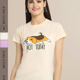Fabflee Women Pack Of 3 Printed Cotton T-shirt-image-101