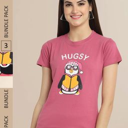 Fabflee Women Pack of 3 Printed Cotton T-shirt-picture-7