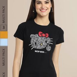 Fabflee Women Pack Of 3 Printed Cotton T-shirt-image-104