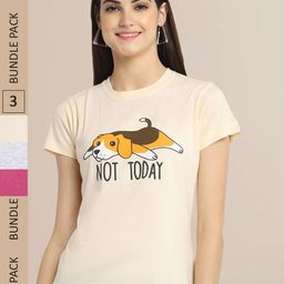 Fabflee Women Pack Of 3 Printed Cotton T-shirts-image-74