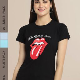 Fabflee Women Pack Of 3  Printed Cotton T-shirt-image-106