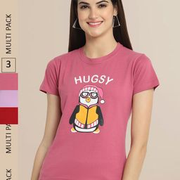 Fabflee Women Pack Of 3 Printed Cotton T-shirt-picture-46