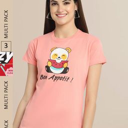 Fabflee Women Pack of 3 Printed Cotton T-shirts-picture-6