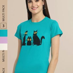 Fabflee Women Pack of 3 Printed Cotton T-shirt-image-97
