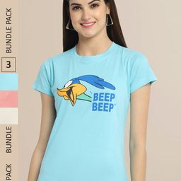 Fabflee Women Pack of 3 Printed Cotton T-shirts-picture-14