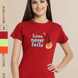 Fabflee Women Cotton Printed T-shirt Pack of 3-picture-34
