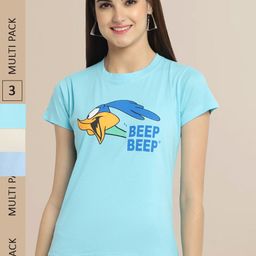 Fabflee Women Pack of 3 Printed Cotton T-shirt-image-98