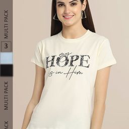 Fabflee Women Pack Of 3 Printed Cotton T-shirt-image-130