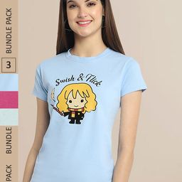 Fabflee Pack Of 3 Women Typography Printed Cotton T-shirt-image-72