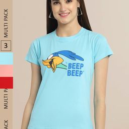 Fabflee Pack Of 3 Women Typography Printed Cotton T-shirt-image-44
