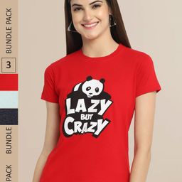 Fabflee Women Pack of 3 Printed Cotton T-shirts-image-60