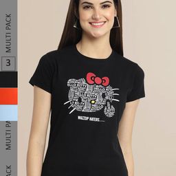 Fabflee Pack Of 3 Women Typography Printed Cotton T-shirts-picture-17