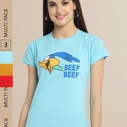 Fabflee Pack Of 3 Women Typography Printed Cotton T-shirt-image-50