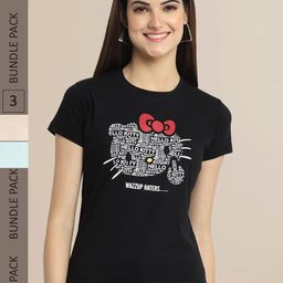 Fabflee Women Black & Beige  Pack of 3 T-shirt-image-81