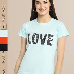 Fabflee Pack Of 3 Women Typography Printed Cotton T-shirt-picture-25