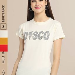 Fabflee Pack Of 3 Women Typography Printed Cotton T-shirt-image-57