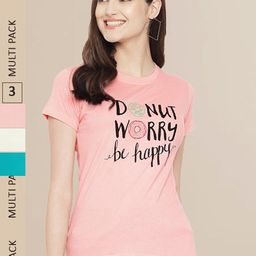 Fabflee Pack Of 3 Women Typography Printed Cotton T-shirt-picture-8