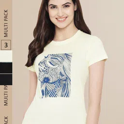 Fabflee Women Pack of 3 Cotton Printed T-shirt-picture-37
