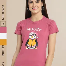 Fabflee Women Pack of 3 Cotton Printed T-shirt-picture-33