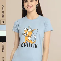Fabflee Women Pack of 3 Cotton Printed T-shirt-picture-49