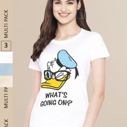 Fabflee Women White & Blue Pack of 3 Graphic Printed Cotton T-shirt-picture-45