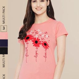 Fabflee Women Multicoloured 3 Mandarin Collar Extended Sleeves T-shirt-image-60