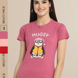 Fabflee Women Pack of 3 Printed Cotton T-shirts-picture-36