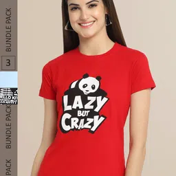 Fabflee Red & Blue Pack Of 3 Printed Round Neck T-shirts-image-59
