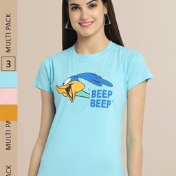 Fabflee Women Pack of 3 Printed Cotton T-shirts-picture-34