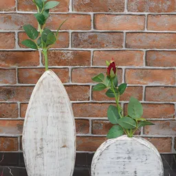 Maison Modern White 2 Pcs Washed Wooden Flower Vases-image-14