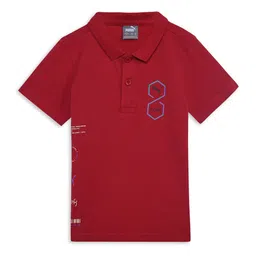 one8 x PUMA Boys Cotton Polo Collar Short Sleeves Applique Casual T-shirt-image-4