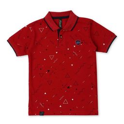 earth conscious Boys Geometric Printed Polo Collar Cotton T-shirt-image-96