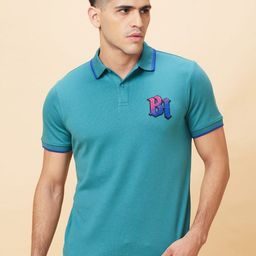 Being Human Men Varsity Polo Collar Applique T-shirt-picture-24