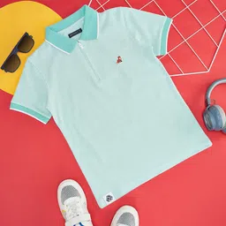 Pantaloons Junior Boys Self Design Polo Collar Pure Cotton T-shirt-16