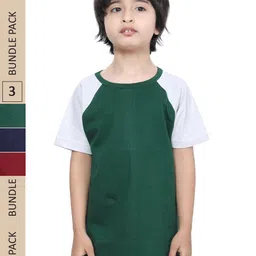 IndiWeaves Boys Pack Of 3 Raglan Sleeves Pure Cotton T-shirt-31