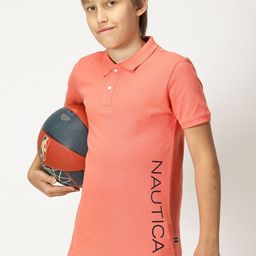 Nautica Boys Polo Collar Typography Printed T-shirt-image-60