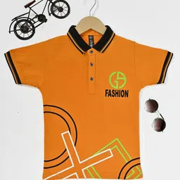 BAESD Boys Geometric Printed Polo Collar Cotton T-shirt-image-81