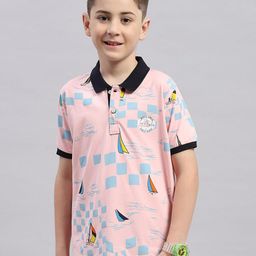 Monte Carlo Boys Graphic Printed Polo Collar Cotton T-shirt-image-36
